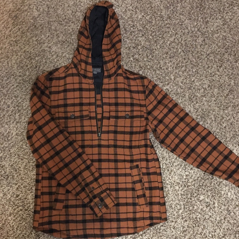 L.L Bean plaid half zip hoodie